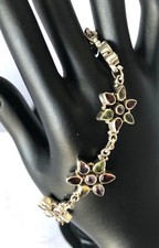 Vintage Multi-Stone Oval Panel Link Bracelet with Box Clasp and Spring Hinge — listing 6