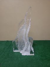 Lucite Acrylic Sculpture with Facing Profile Faces and Textured Base