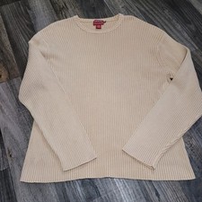Chaps Denim Cream Ribbed Cotton-Blend Pullover Sweater, Men's XL — listing 3