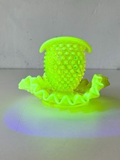 Fenton Custard Glass Hobnail Double-Crimped Ruffled Bowl, Small 5.5", listing 5