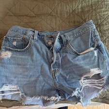 Levi's 501 Button-Fly Cutoff Denim Shorts, Washed Black — listing 5