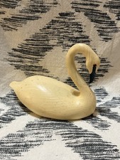 Carved Wooden Swan Decoy with Crackle-Painted Finish — listing 6