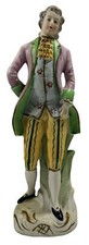 Vintage Colonial Gentleman Figurine, Hand-Painted Bisque Porcelain
