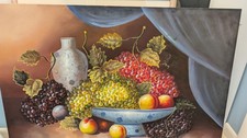 Vintage Still Life Fruit Print in Distressed White Wood Frame, 22" x 26" — listing 3