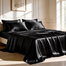 Black Satin/Silky Bedding Item (Fitted Sheet or Pillowcase Set), Maker Unknown — listing 2