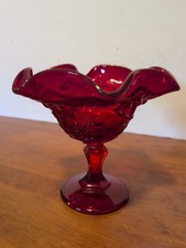 Ruby Red Glass Pitcher and Two Tumblers Set, Thumbprint/Georgian Pattern — listing 4