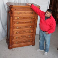 Antique Early American Tall Chest of Drawers (Highboy/Chest-on-Frame), Tiger Maple, 18th/Early 19th Century