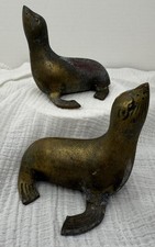 Pair of Vintage Solid Brass Sea Lion / Seal Figurines — listing 6