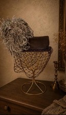 Vintage Fur Hat with Brocade Crown, Rhinestones & Feather Accent — listing 2