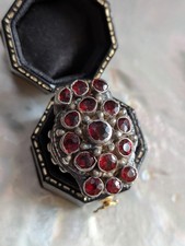Vintage Garnet Cluster Flower Ring, Yellow Gold-Tone