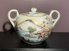 Antique Japanese Satsuma-Style Hand-Painted Mt. Fuji Lidded Sugar Bowl — listing 3