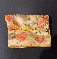 Vintage Floral Brocade Jewelry Travel Roll Pouch with Faux Pearl Necklace and 'A Note to Milady' Card — listing 6