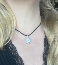 ESPO Sterling Silver Pear-Cut CZ Teardrop Pendant on 16" Rope Chain — listing 4