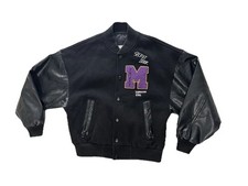 Mr Enjoy Da Money (MEDM) Satin Varsity Bomber Jacket with Sunflower Cross & Patch Detailing, Size XL