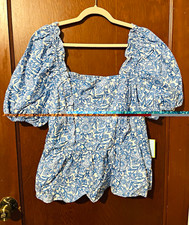 CeCe Short Puff-Sleeve Sweater Top, Bright Cherry, Size L — listing 6