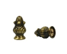 Pair of Vintage Cast Brass Decorative Finials with Foliate Acanthus Leaf Motif — listing 6
