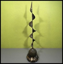 Brass Abstract Figural Sculpture, Kneeling Nude Figure with Spherical Head