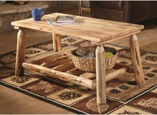 French Country Style Knotty Pine Coffee Table with Center Drawer and Cabriole Legs — listing 4