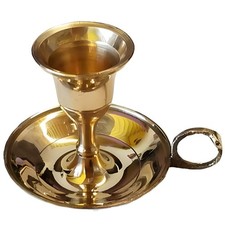 Vintage Brass Chamberstick Candle Holder with Drip Pan Base — listing 3