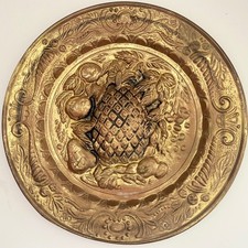 Vintage English Embossed Brass Fruit Wall Plate with Pineapple Motif — listing 5
