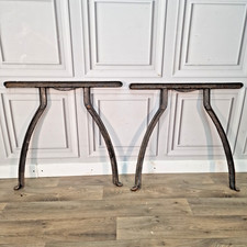 Round Bistro Table with Ornate Cast Iron Pedestal Base, Wood Top, Approx 36" Diameter — listing 3