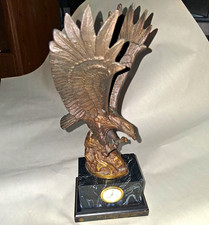 Mid-Century Brass Federal Eagle Suspended Round Wall/Table Clock, listing 5