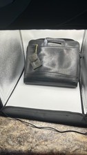 Vintage Brown Leather Flap-Over Briefcase with Brass Turnlock Closure — listing 4