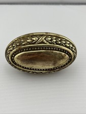 Antique Ornate Cast Brass Oval Picture Frame (Footed, Beaded Border, Handle-Style Crests) - Glass/Mirror Missing — listing 5