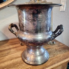 Silver Champagne / Wine Cooler Ice Bucket with Gadrooned Rim and Scroll Handles No mark visible — listing 2