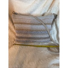 Vintage Black Woven Cotton Crochet Crossbody Purse — listing 3