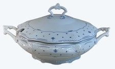 Vintage Ceramic Covered Vegetable Dish with Gold Fleur-de-Lis Border and Tab Handles — listing 2
