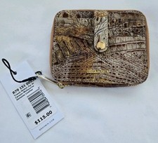 Brahmin Croc-Embossed Leather Zip-Around Wallet in Toasted Almond Melbourne, listing 5