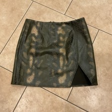 AKIRA Snake Print Mini Skirt Green Yellow Side Zip Size L — listing 3