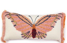 Embroidered Butterfly Throw Pillow with French Script Tapestry Fabric Yes - Pier 1 / Pottery Barn / other bran — listing 3