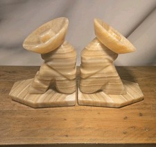 Vintage Carved Onyx Stone Bookends, Pair — listing 2