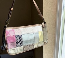 Coach Signature Patchwork Multicolor Leather & Jacquard Shoulder Bag (photo of a photo on a tablet screen) — listing 4