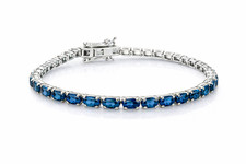 Bezel-Set Blue Topaz Oval Link Bracelet with Extender Chain — listing 5