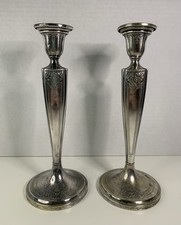 Ornate Silver-Plated Baroque/Rococo Style Candlestick with Repoussé Floral Base — listing 3
