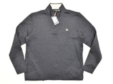 Men's Gray Sweater-Knit Fleece Quarter-Zip Pullover with Navy Contrast Collar — listing 3