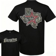 Houston Distressed Graphic T-Shirt, White with Orange and Navy Retro Stripes, Size XL — listing 4