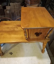 Vintage Ethan Allen Baumritter Solid Maple Two-Tier Step End Table with Drawer — listing 3