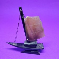 Folk Art Ship Models - Carved Horn Sailing Ship & Two Wooden Sailing Ships — listing 4