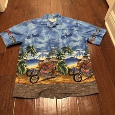 KY's Made in Hawaii Motorcycle Chopper Palm Tree Hawaiian Aloha Shirt, Size XL — listing 4