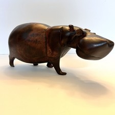 Set of 3 Hand-Carved Wooden Hippopotamus Figurines (Graduated Sizes)