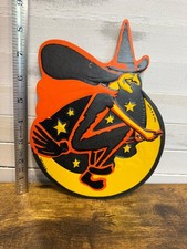 Vintage H.E. Luhrs Die-Cut Halloween Haunted House with Witch Cardboard Decoration, listing 2