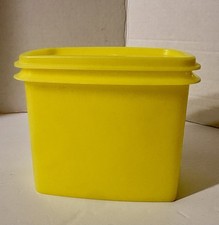 Vintage Tupperware Yellow Rectangular Freezer Storage Container with Seal Lid