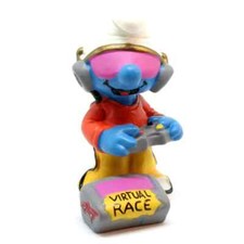 Vintage 1982 Schleich Peyo Smurf PVC Figurine on Wallace Berrie Card - Fireman/Black Outfit Fireman Smurf