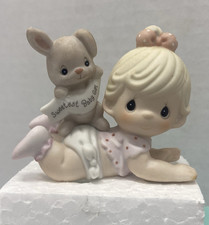 Precious Moments Bisque Porcelain Figurine - Girl with Baby Carriage — listing 3