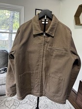 Carhartt-Style Green Canvas Chore Jacket with Corduroy Collar — listing 6
