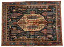 Antique Persian Qashqai Tribal Wool Rug with Central Diamond Medallion — listing 4